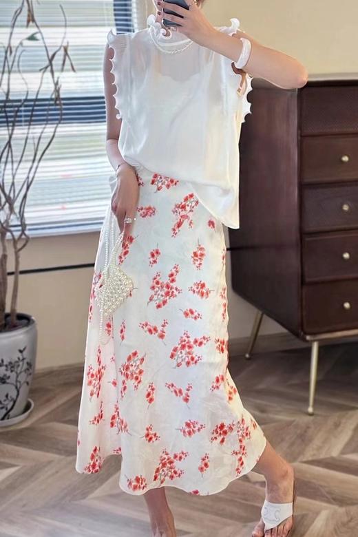 Le Malene 米色暗纹碎花高腰半裙 20680 商品图2