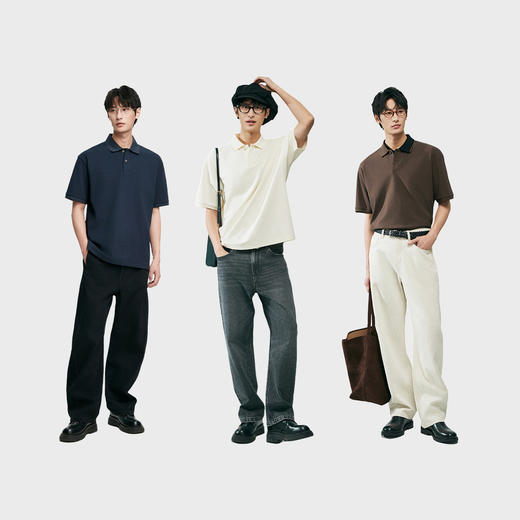 棉仓353802002-凉感sorona丝芙珠地一片领落肩宽松短袖POLO衫 商品图4