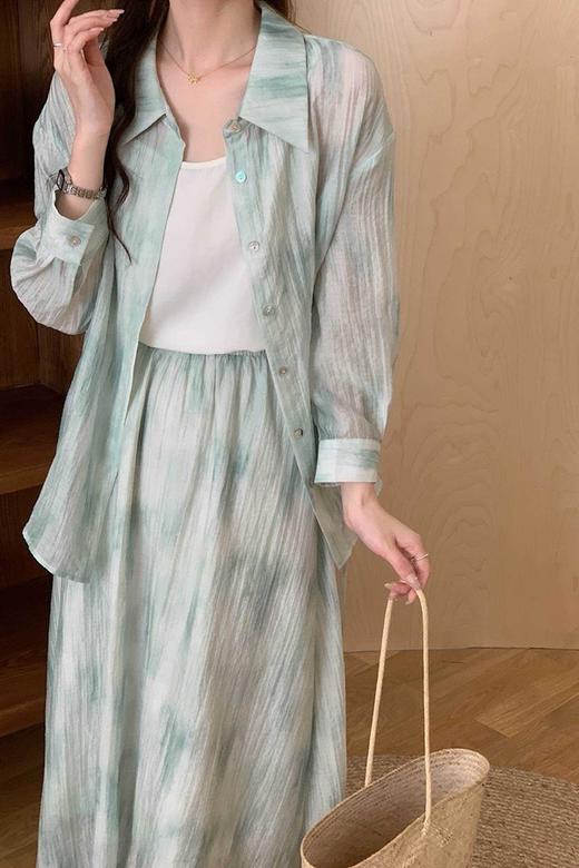 ELLA JADE 设计感晕染衬衫吊带内搭半身裙套装 20685 商品图1