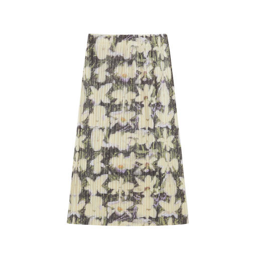 谜底半裙女2025秋季新品复古艺术印花细压褶百搭中长裙253MB1015 商品图4