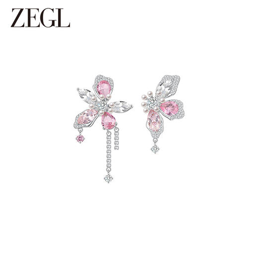 ZEGL设计师桃花邂逅系列花朵仿珍耳夹女无耳洞耳骨夹小众耳环耳饰 商品图1