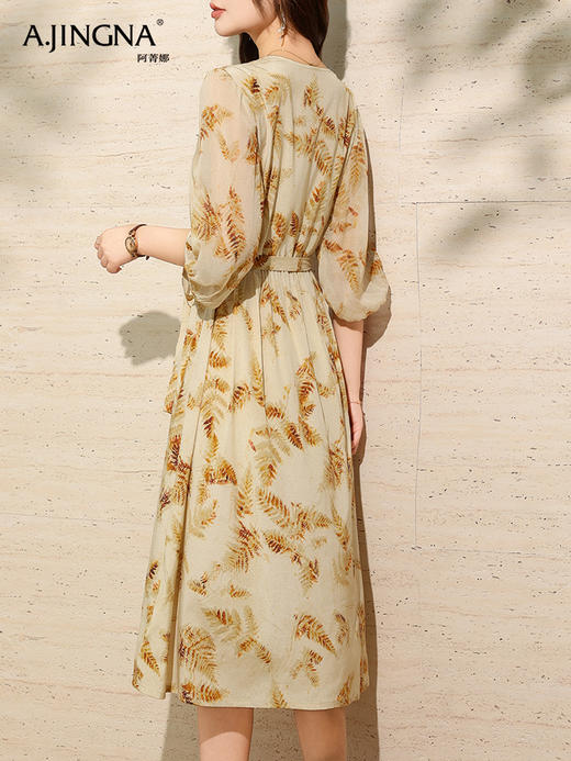 【温润光泽】阿菁娜法式假日印花连衣裙F30X212085 商品图4