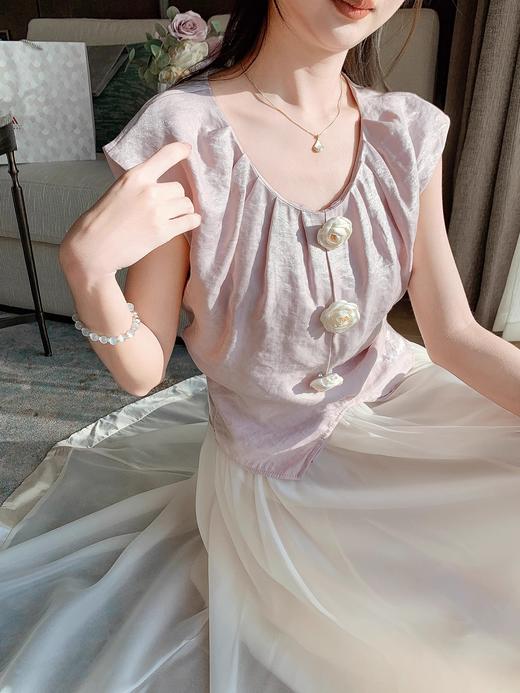 张心子【浆果花园】圆领气质立体花上衣 U2506051 商品图8