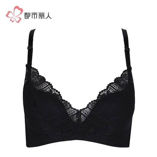 都市丽人内衣聚拢升杯薄蕾丝三排扣树脂胶圈3/4杯文胸LB12B1 商品图2