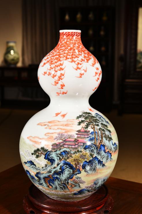 珐琅彩万福来潮葫芦瓶 商品图0