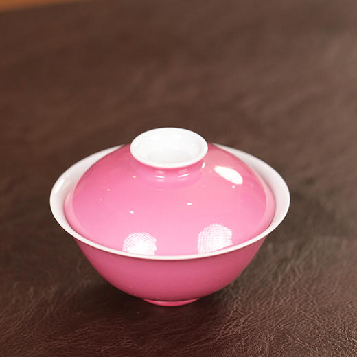 【忘言】胭脂红釉圆柏茶圆 盖碗 曰何文人器 商品图1