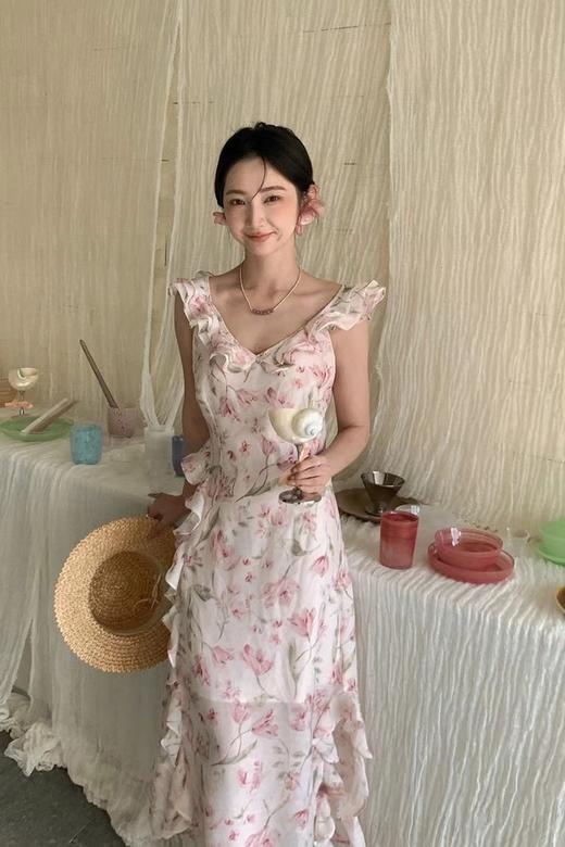 SIA SAYLOR 茶歇初恋碎花温柔花边长裙 20658 商品图2