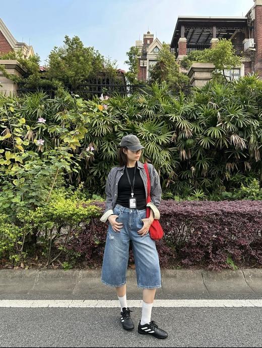 梨形天菜高腰A字韩版复古水洗七八分牛仔裤 商品图14