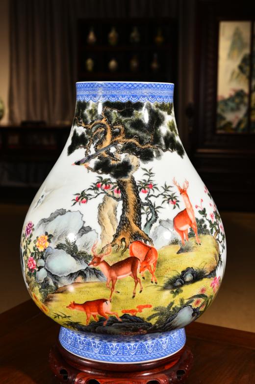 珐琅彩松鹿图福筒 商品图0