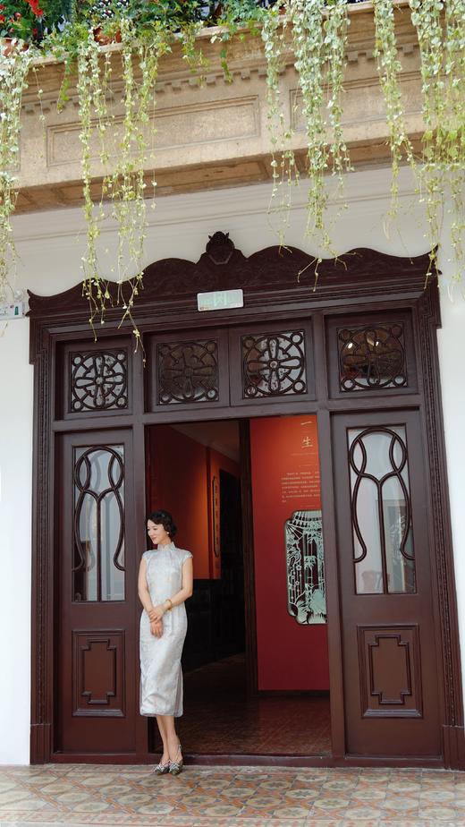 荷言GL 云露 仙子同款织金蝴蝶牡丹仿罗丝质旗袍 商品图1