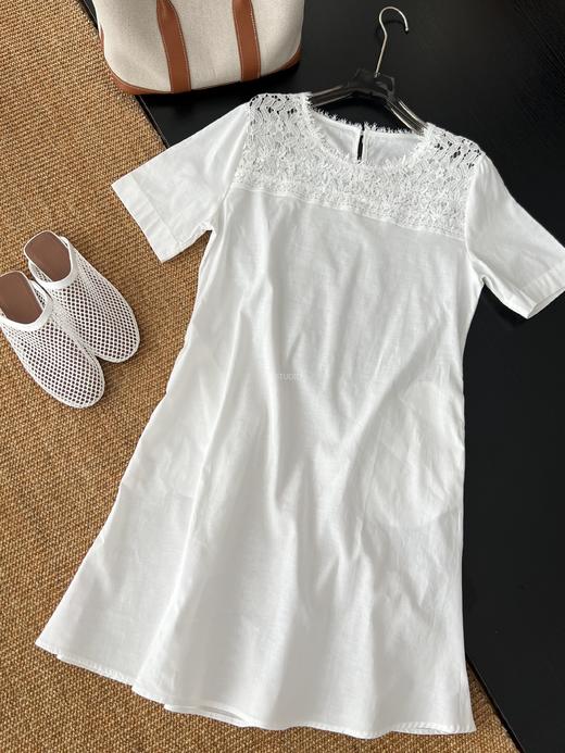 优雅棉苎麻呼吸轻盈睫毛蕾丝直筒连衣裙 商品图7