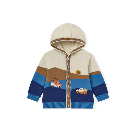 【商场同款】英氏儿童外套春秋季保暖薄外套男童撞色针织纯棉毛衣 商品图4