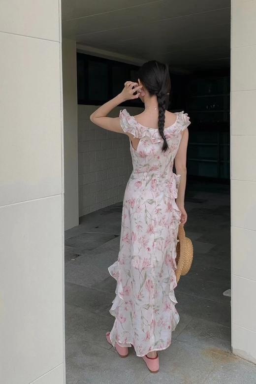 SIA SAYLOR 茶歇初恋碎花温柔花边长裙 20658 商品图7