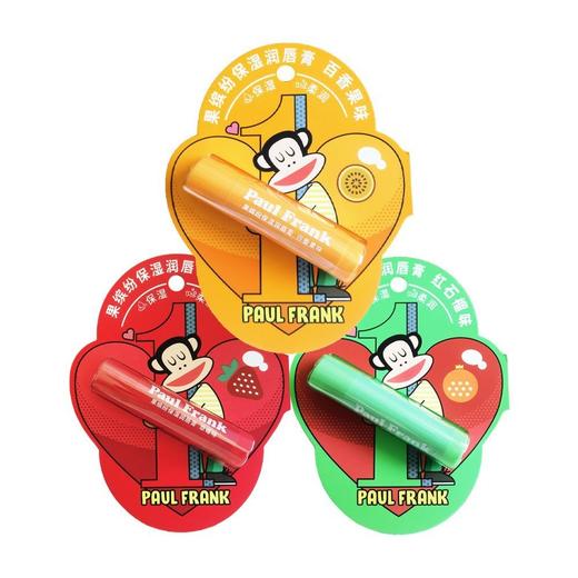 paul frank大嘴猴润唇膏果缤纷保湿滋润防干裂水果味便携高颜值效果27年6月草莓味、百香果味、红石榴味 商品图0