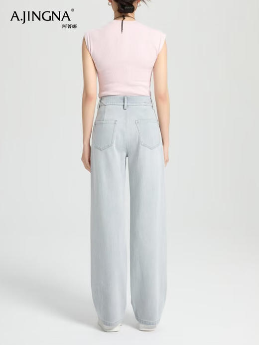 【夏日清新】复古灰调四面弹直筒牛仔裤F30X210019 商品图3