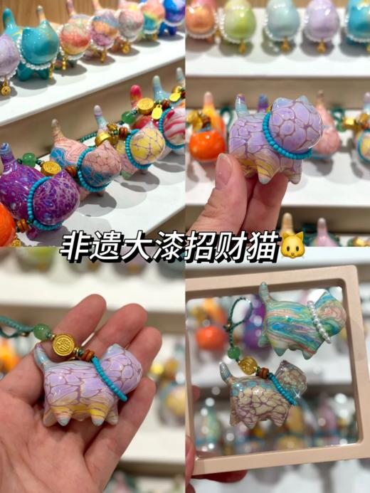 【普陀山】手工招财大漆猫｜檀木雕招财小猫挂件   财财猫咪包包挂件招财猫车挂件 商品图3