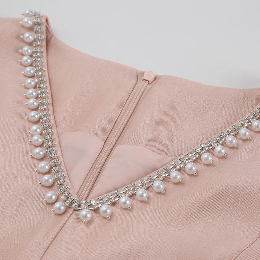 QF8E8斯尔丽25新款法式优雅丝毛小礼服领口晶莹收腰放摆轻奢连衣裙 商品图5