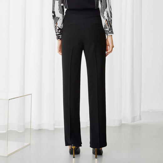 EITIE爱特爱简约干练微喇开叉显瘦黑色高腰休闲裤秋季新款7905602 商品图4