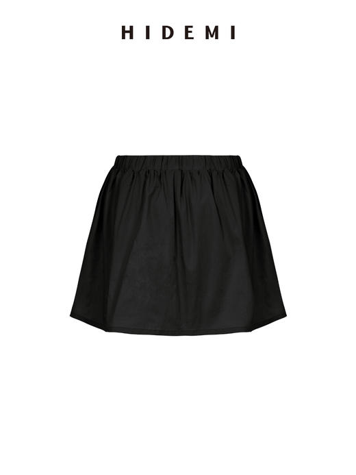 HIDEMI极简显瘦设计感抽绳松紧带中低腰防走光半身裙短裙 黑色/白色 商品图11