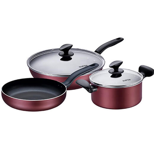 苏泊尔（SUPOR）苏泊尔炒锅 雅居豪华不粘锅三件套铝合金 炒锅汤锅煎锅通用三件套炒锅+汤锅+煎锅T1314T 商品图0