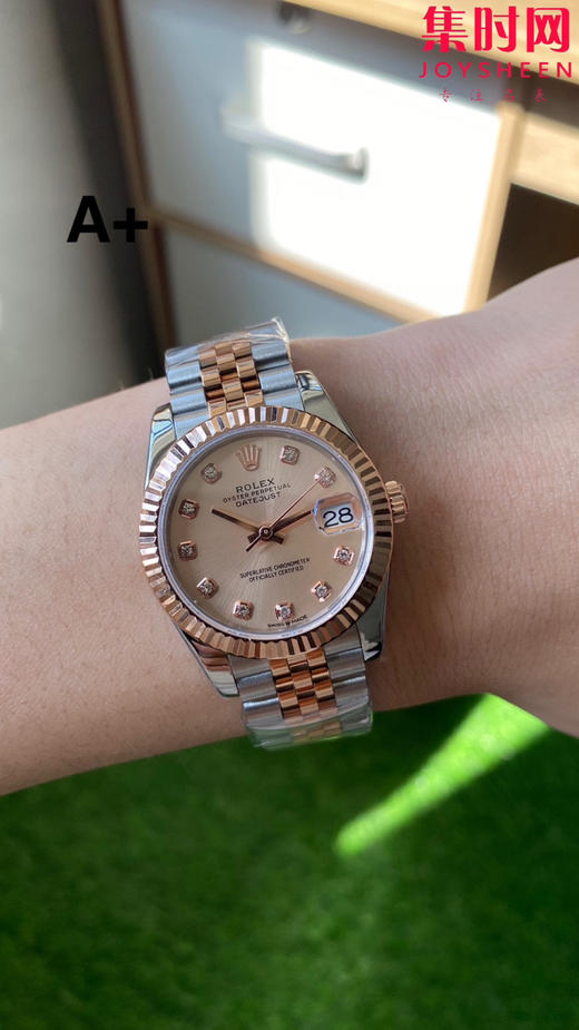 劳力士GS日志31系列 女款日志31mm 间玫金香槟钻面 女士腕表 2236机 新品劳力士女款蚝式日志型腕表31mm 到货 商品图8