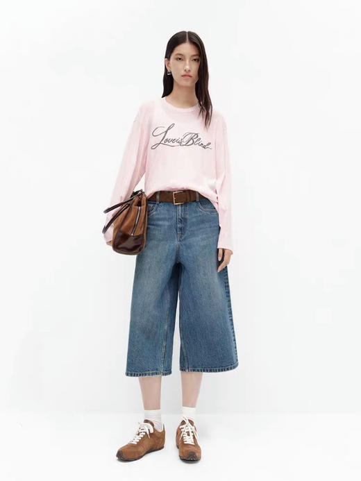 梨形天菜高腰A字韩版复古水洗七八分牛仔裤 商品图4