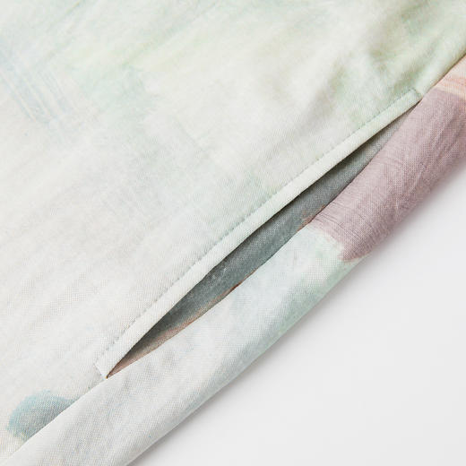 谜底连衣裙短袖女2025秋新品原创艺术印花H型T恤裙长裙253ML1240 商品图3