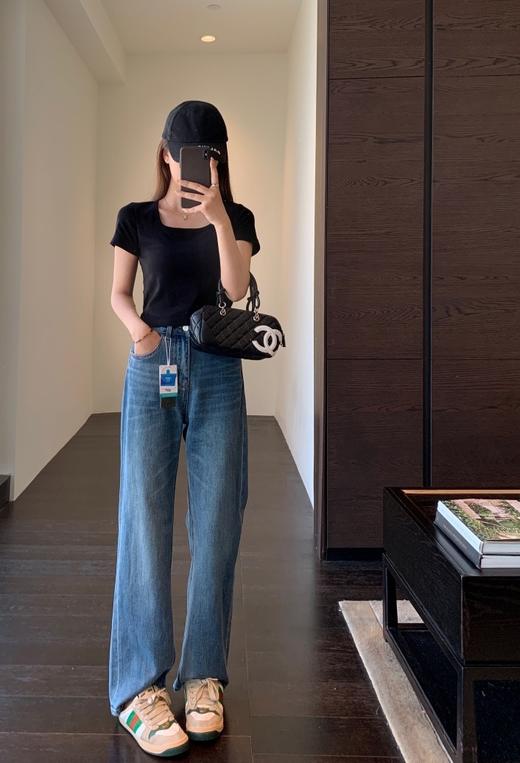 重磅土耳其天丝汉麻高腰显瘦水洗直筒窄腿牛仔裤 商品图5