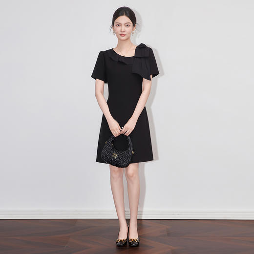 「高货wl」全新升级【铂金会员339/天猫459/差价120】(04225)洛诗琳精致优雅立体蝴蝶结连衣裙2025设计感收腰礼服裙女 商品图1