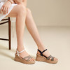 千百度坡跟一字带休闲凉鞋女厚底配裙子舒适绝美凉鞋A25385552 商品缩略图1
