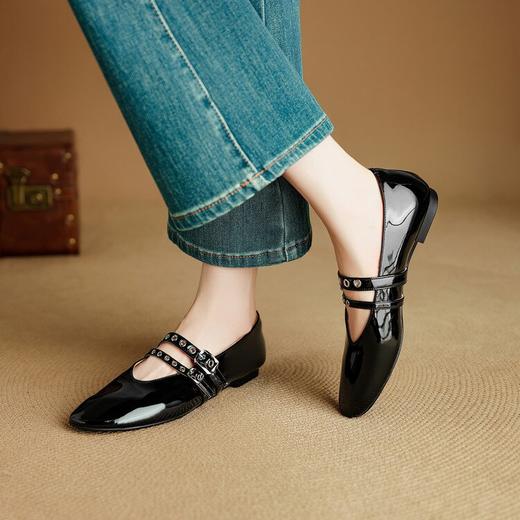 【预售5天】法式复古双搭扣，金色玛丽珍小皮鞋NJMK&K1655 商品图4