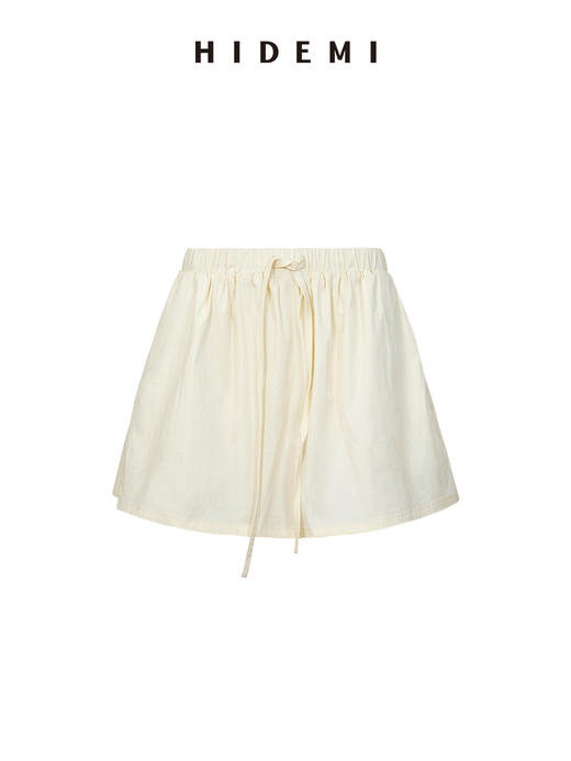 HIDEMI极简显瘦设计感抽绳松紧带中低腰防走光半身裙短裙 黑色/白色 商品图8