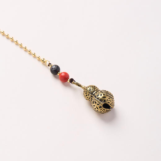 【普陀山】车挂系列 出入平安 黄铜葫芦 金钱福字 渐变流苏 挂件 商品图4