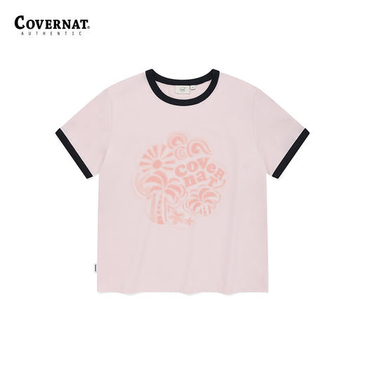 covernat韩国潮牌女士四叶草心形T恤清新潮流时尚短袖2024夏CO2402ST71 商品图0