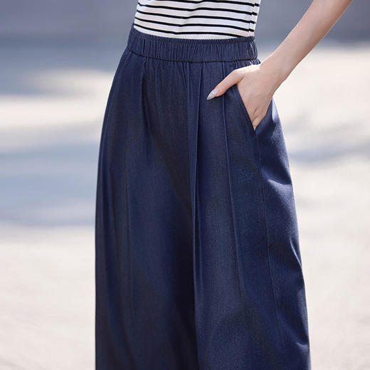 【专属特价】熙世界阔腿裤女夏季薄款2025新款高腰垂感宽松休闲凉凉直筒长裤子 商品图3