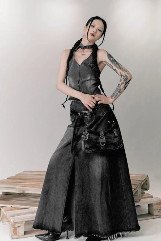 WHO KNOWS 美式复古辣妹牛仔半身长裙 20672 商品图3