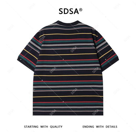 T4023夏季高级感新款男士撞色条纹刺绣爱心字母短袖T恤显瘦圆领上衣潮 商品图5