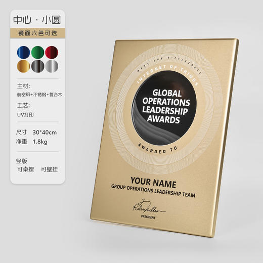 创意金属奖牌定做大号授权牌代理商会荣誉纪念牌匾定制证书铜牌 商品图1