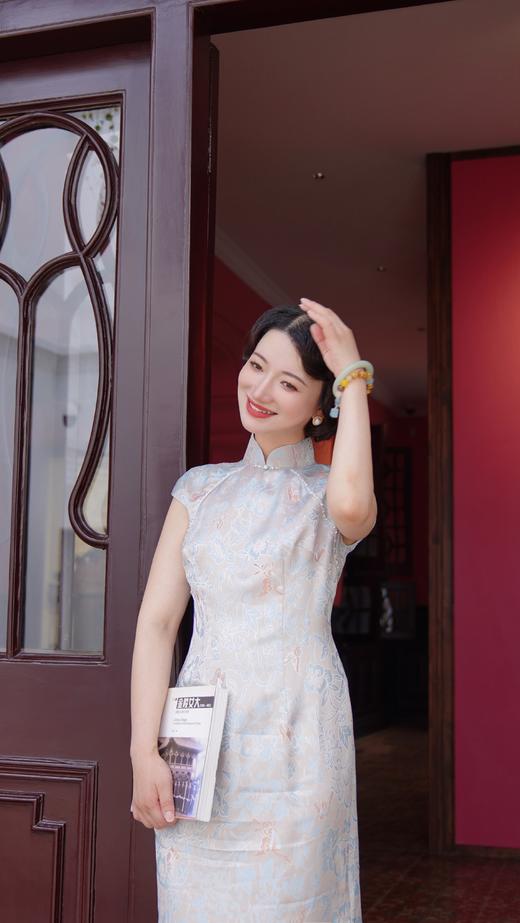 荷言GL 云露 仙子同款织金蝴蝶牡丹仿罗丝质旗袍 商品图7