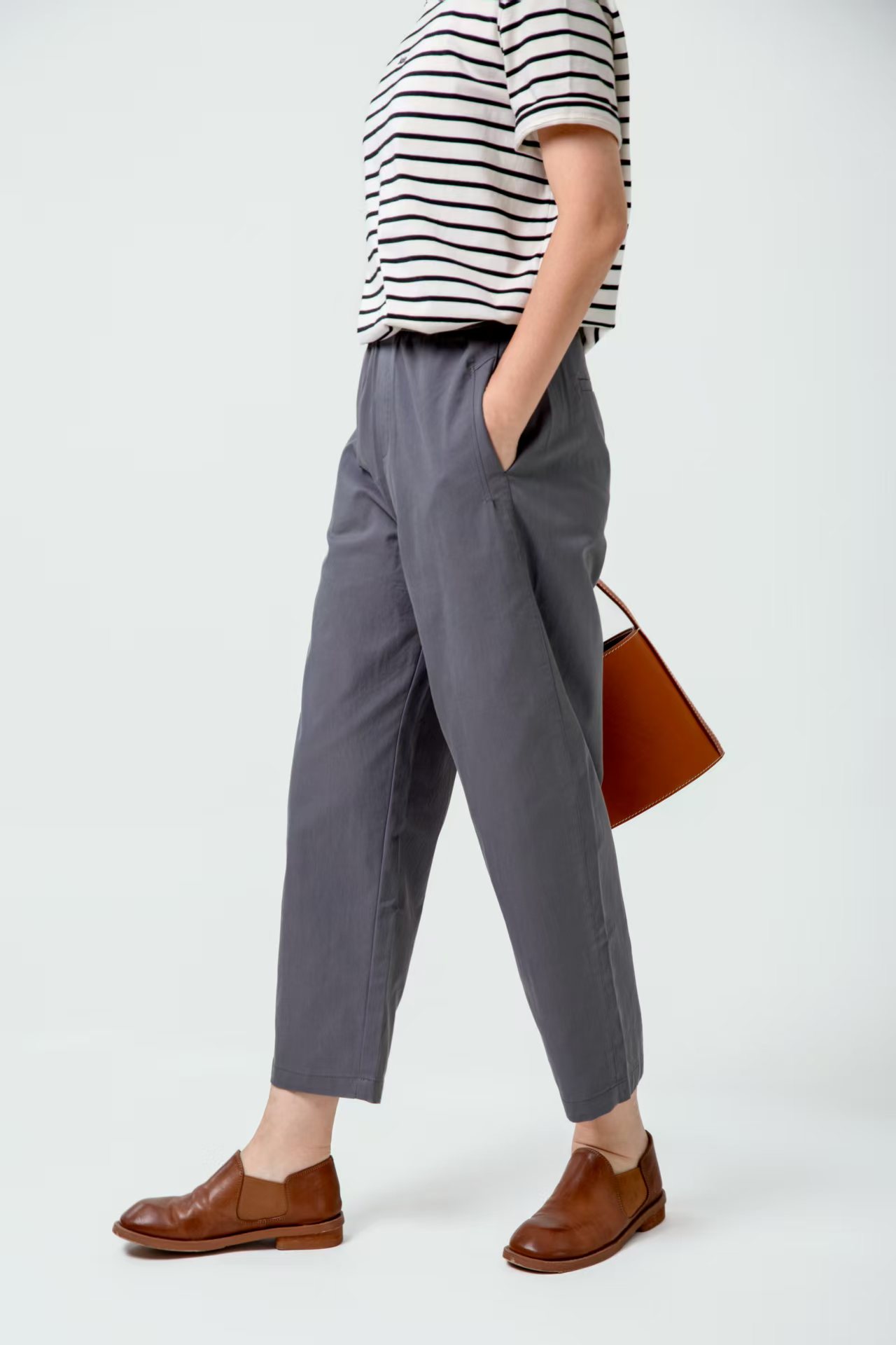 松紧腰九分西裤