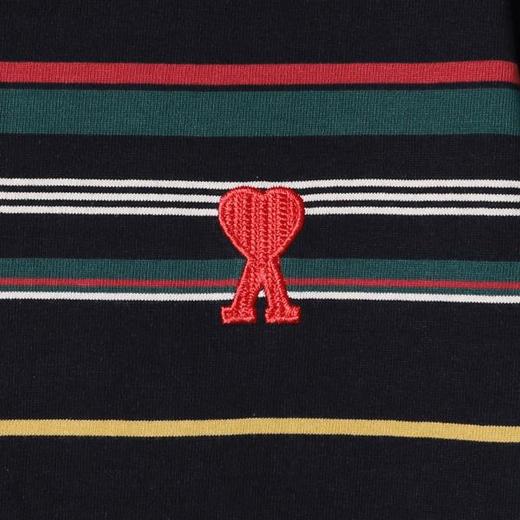 T4023夏季高级感新款男士撞色条纹刺绣爱心字母短袖T恤显瘦圆领上衣潮 商品图3