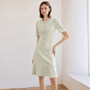 IWY/芦灰绿气质通勤小香风连衣裙女夏季薄款圆领主持人正装西装裙Q1351 商品缩略图3