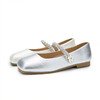 西遇平底玛丽珍鞋女新款秋季法式水钻方头小皮鞋软底银色单鞋V1456898 商品缩略图4
