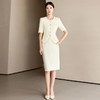 IWY/米白色夏季短袖小香风西装套裙女气质名媛珠宝接待工作服职业裙装25CS776 商品缩略图2