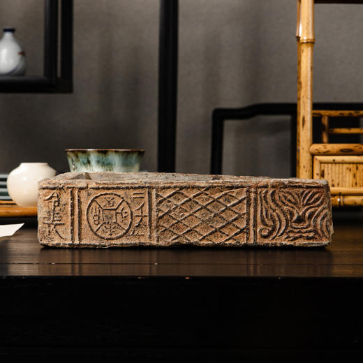 令长大泉五千二千石饕餮纹古砖制砚 商品图2
