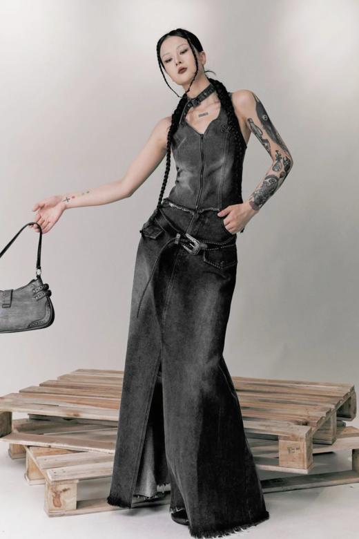 WHO KNOWS 美式复古辣妹牛仔半身长裙 20672 商品图2