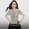 【周四狂欢价】熙世界黑白条纹T恤女短袖夏季设计感一字领蕾丝拼接收腰显瘦上衣 商品缩略图1