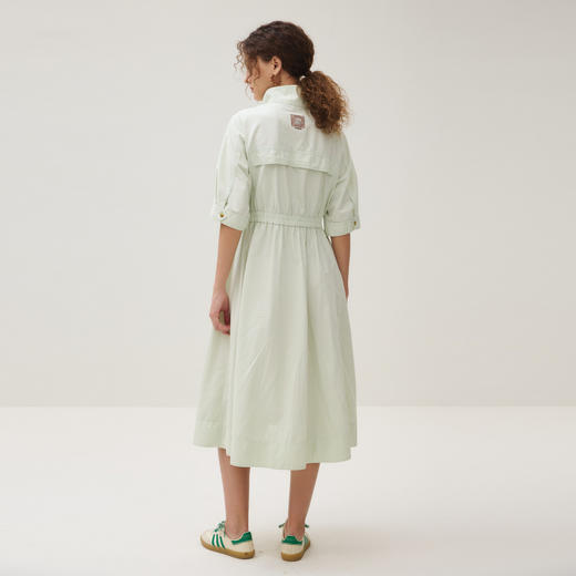 谜底连衣裙短袖女2025秋新品立领收腰磨毛亲肤特色长裙253ML1247 商品图2