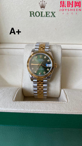 劳力士GS日志31系列 女款日志31mm 间金绿盘钻面 女士腕表 2236机 新品劳力士女款蚝式日志型腕表31mm 到货
