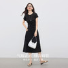 【专属特价】熙世界赫本风黑色t恤连衣裙女夏季2025新款小众设计收腰显瘦长裙 商品缩略图1